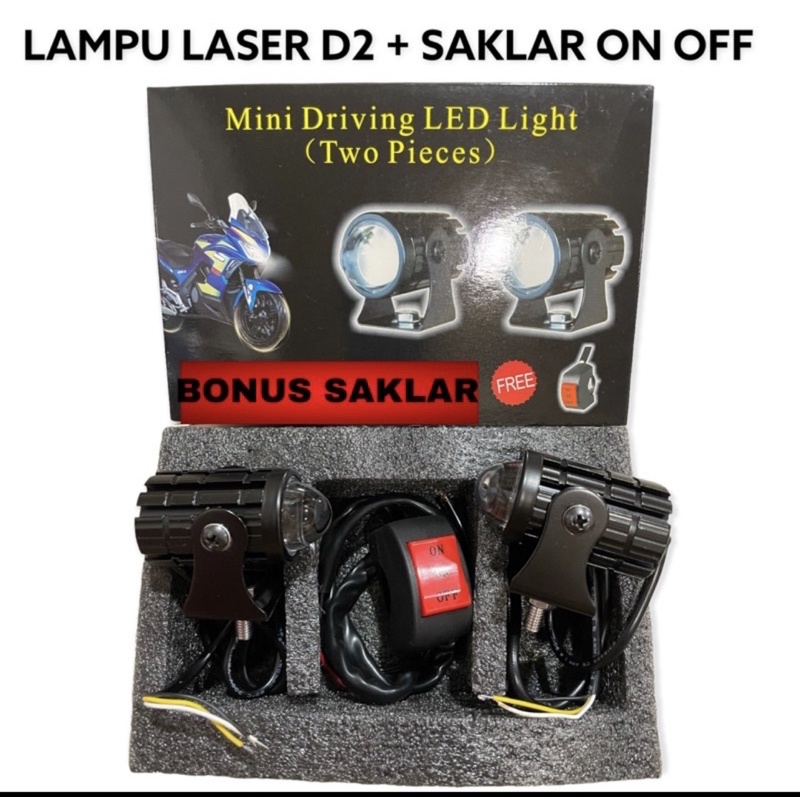 laser foglamp d2 superbright high low mini driving lampu tembak laser BONUS SAKLAR