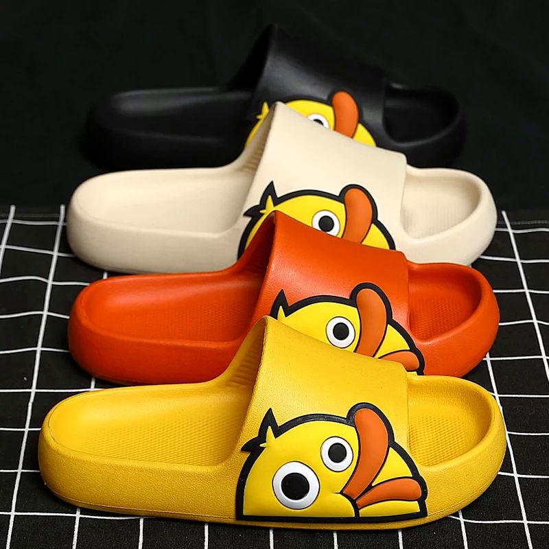 Sandal Smile &amp; Bebek Dewasa Wanita Pria / Sandal Karet Karakter Dewasa / Sandal Emoticon &amp; Duck