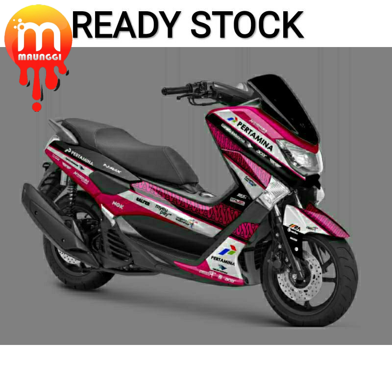 Decal nmax old full body Striping motor nmax 155 full variasi motif mandalika pertamina merah Stiker