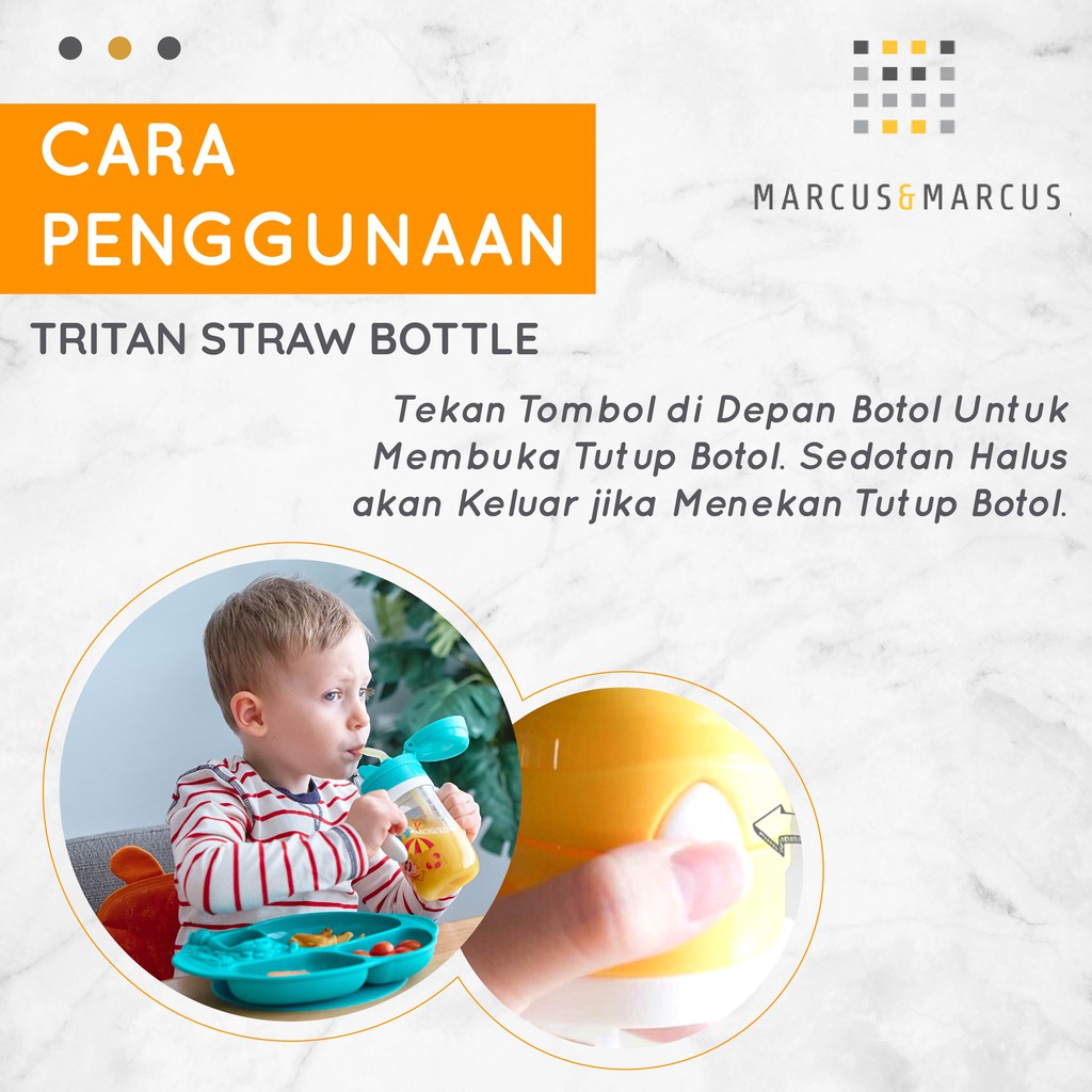 Marcus and Marcus Tritan Straw Bottle - Yellow Giraffe  (KD23 GF)