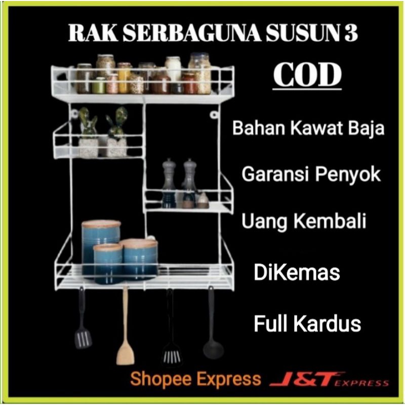 Rak Bumbu Dapur Dinding Gantung Kamar Mandi Susun 3