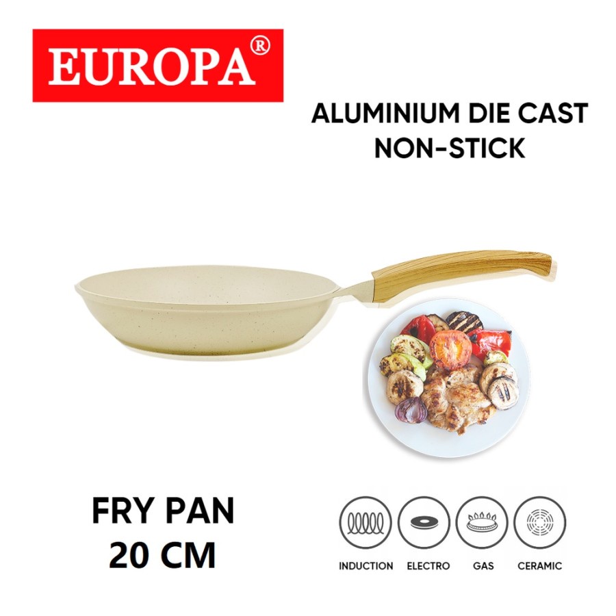 EUROPA Frying Pan Coating Marble Non-Stick 20 CM Panci Penggorengan