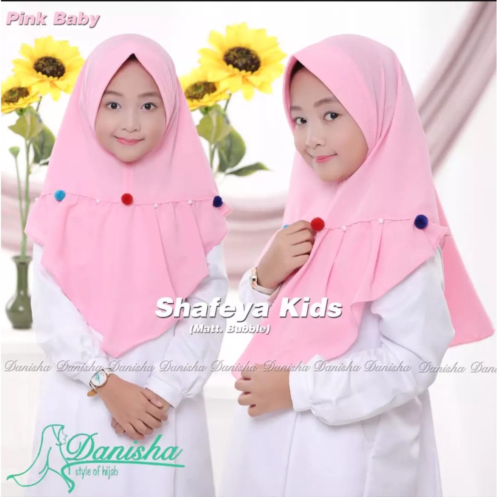 Jilbab Anak Rempel Renda Pompom Usia 3-7 Tahun Bahan Jersey Terbaru Termurah / Alody's Collection