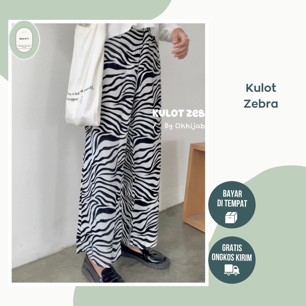 CELANA KULOT WANITA PANJANG MOTIF ANIMAL BAHAN RAYON SIZE S M L XL - KULOT RAYON MOTIF ZEBRA - KULOT