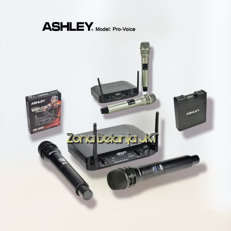 Mic ASHLEY PRO Voice Dual Handle Original Microphone Wireless ASHLEY PRO Voice Orginal