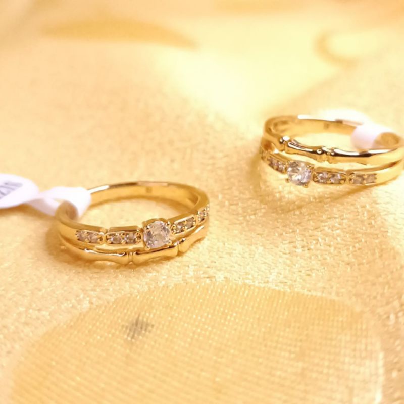 Cincin bambu berlian lapis emas cincin wanita xuping cincin imitasi cincin murah cincin anti karat c