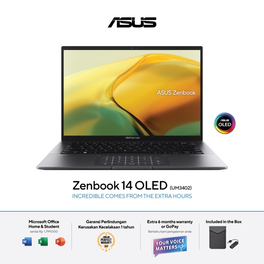 ASUS ZENBOOK UM3402YA-OLEDS552 RYZEN 5-5625U 8GB 512GB UMA W11+OHS