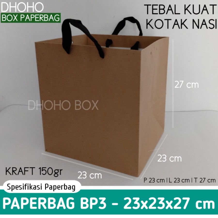 

ISI 12 BIJI paper bag murah box nasi 23x23x27 pb3 | goodie bag | tas berkat kertas