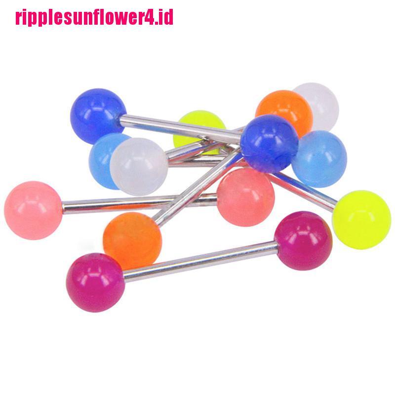 10pcs / set Anting Tindik Lidah Bentuk Barbell Luminous