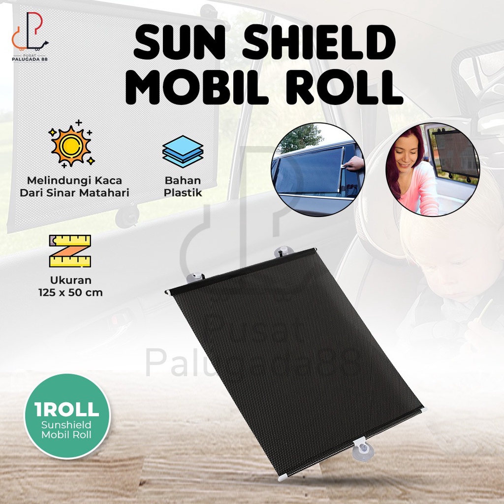 Sun Shield Mobil Roll Pelindung Panas Matahari Kaca Depan Jendela Car Sunshield Tabir Surya Sunshade Sun Shade Tirai Gulung