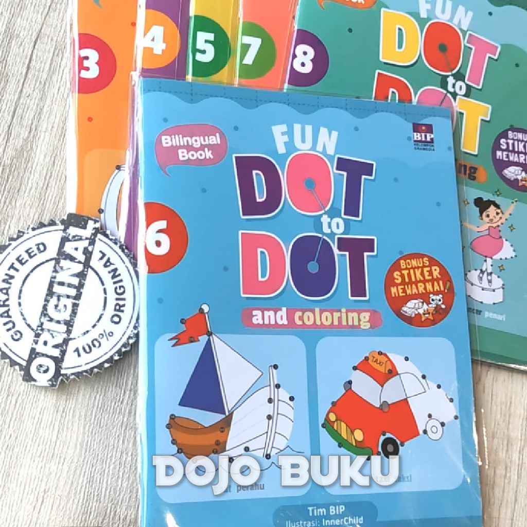 Buku Seri Fun Dot To Dot &amp; Coloring - Bonus Stiker Mewarnai BIP