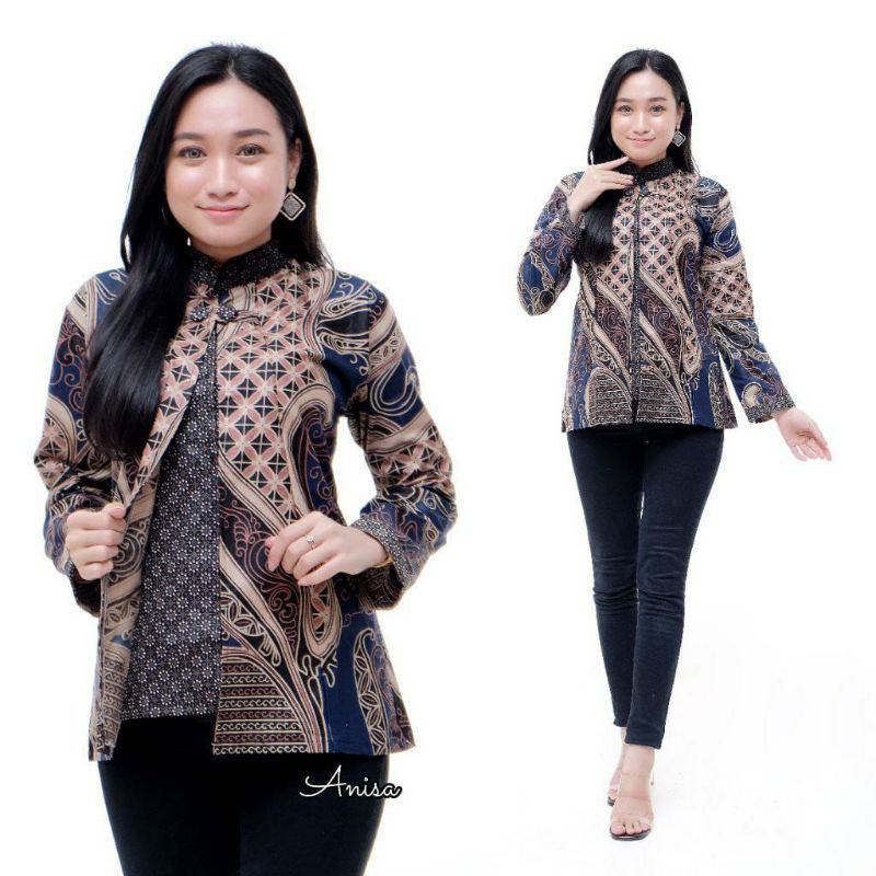 M-L-XL-XXL ATASAN BATIK WANITA MODERN ASJ SA HRB026 MONALISA GENES BLOUSE-BLR Banyumili