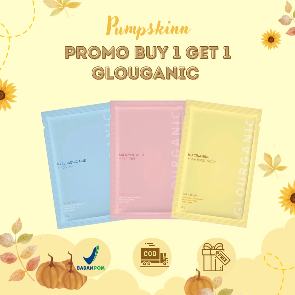 [BUY 1 GET 1] MASKER GLOURGANIC WASH OFF MASK MASKER BUBUK NIACINEMIDE HYALURONIC ACID SALICYLID ACI