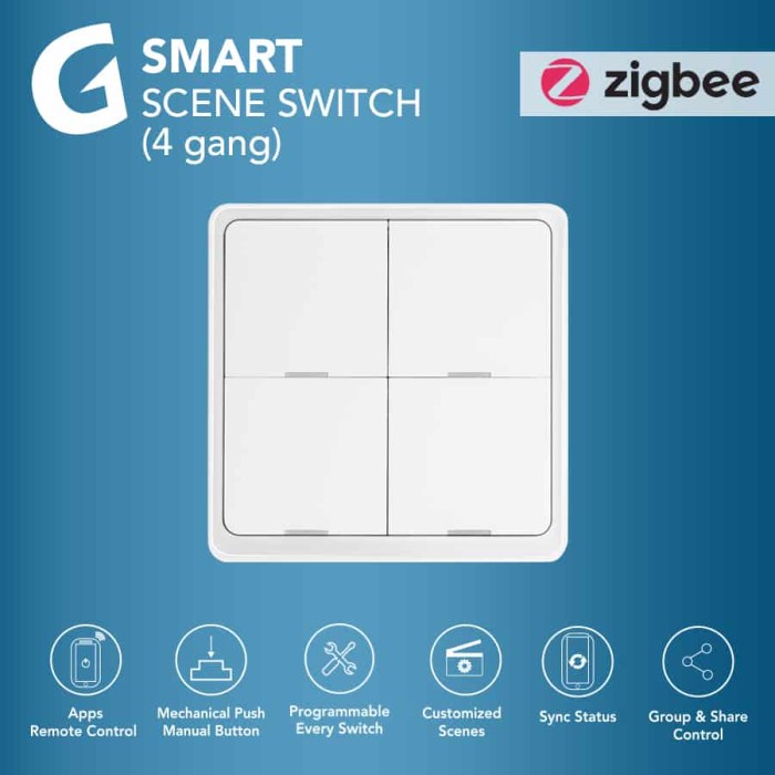 Galvee Smart Zigbee Scene Switch /Remote Portable 4 Gang (TANPA KABEL)