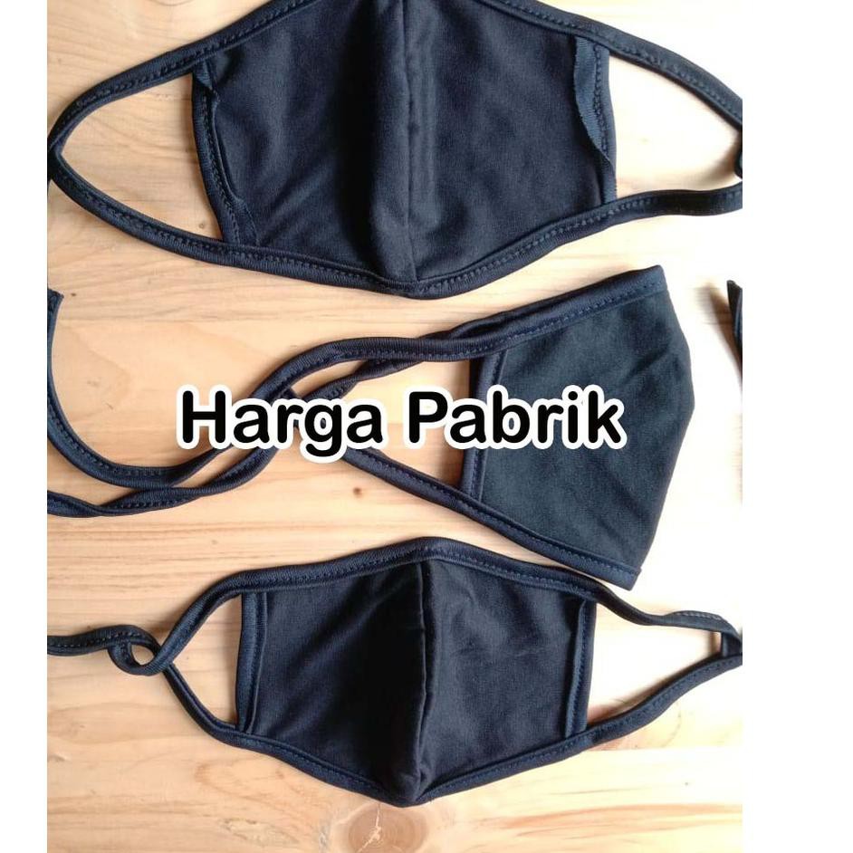 CRAZY DISKON Masker Motor Kain Hitam Cewek dan Cowok / Masker Wanita Pria Hitam Polos Kain Katun
