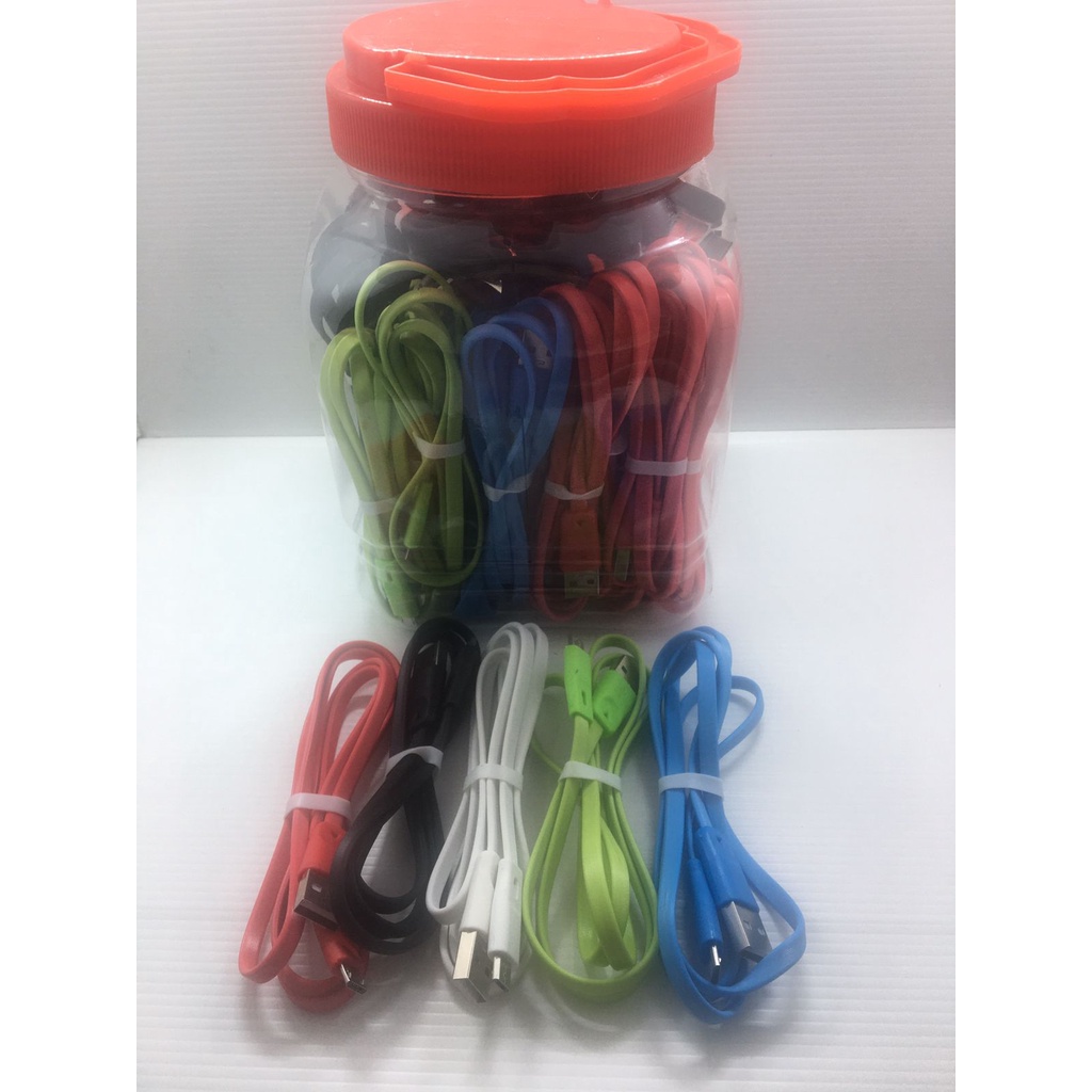 Kabel Data Gepeng Micro Warna-Warni/ Kabel Charger Micro Warna Warni