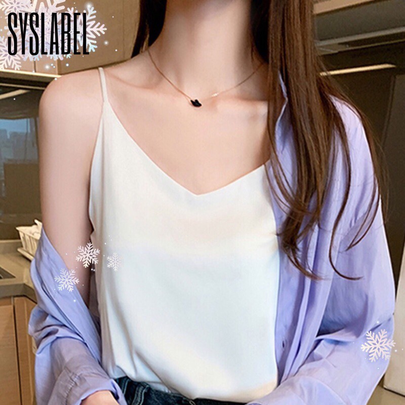 [COD] BEST SELLER Basic Tank Top Tali - Tank Top Premium - Strappy Tank-Putih