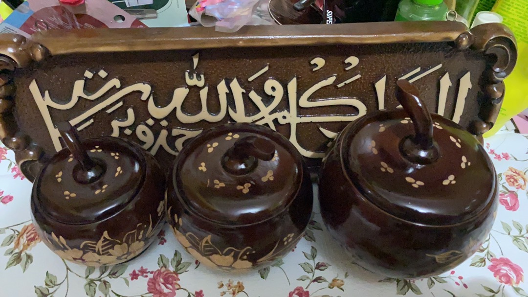 Sepasang Lukisan Kaligrafi Assalamualaikum Dan Bismillah Fiberglass