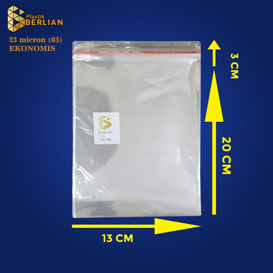 

13 x 20 cm Plastik OPP EKONOMIS 23micron (100 lbr) (lem/seal)