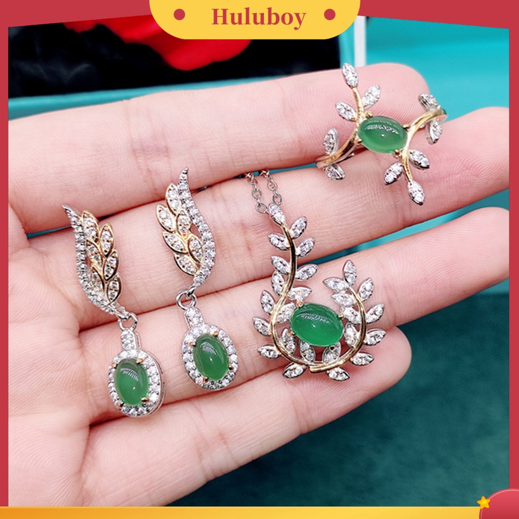 Hu Hu Hu Hu Hu Alat Bantu Pasang Kacamata♡ Anting Tusuk Gantung Wanita Desain Daun Zaitun Hias Berlian Imitasi Warna Cerah Untuk Pernikahan