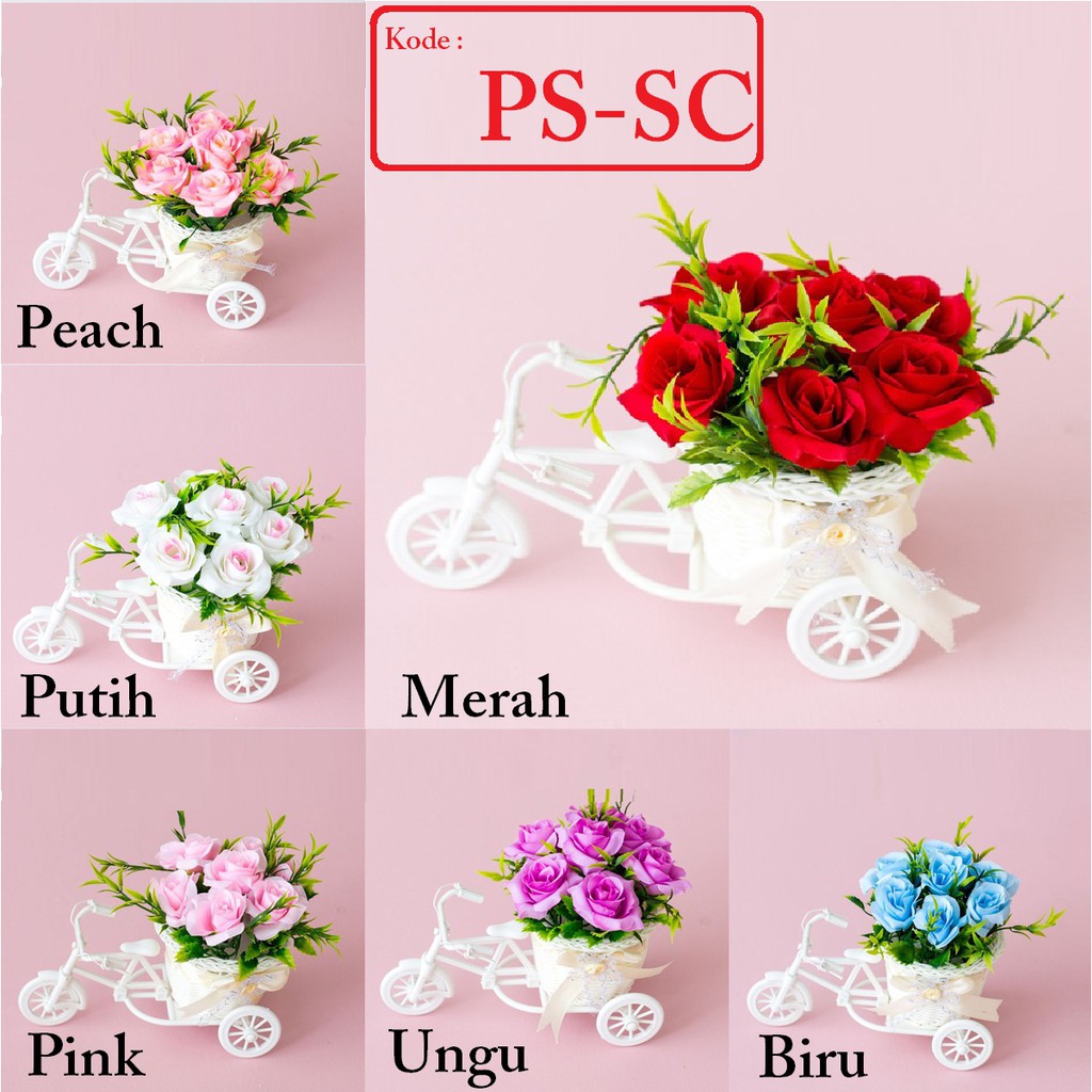 Sepeda Bunga dekorasi Bunga plastik-4