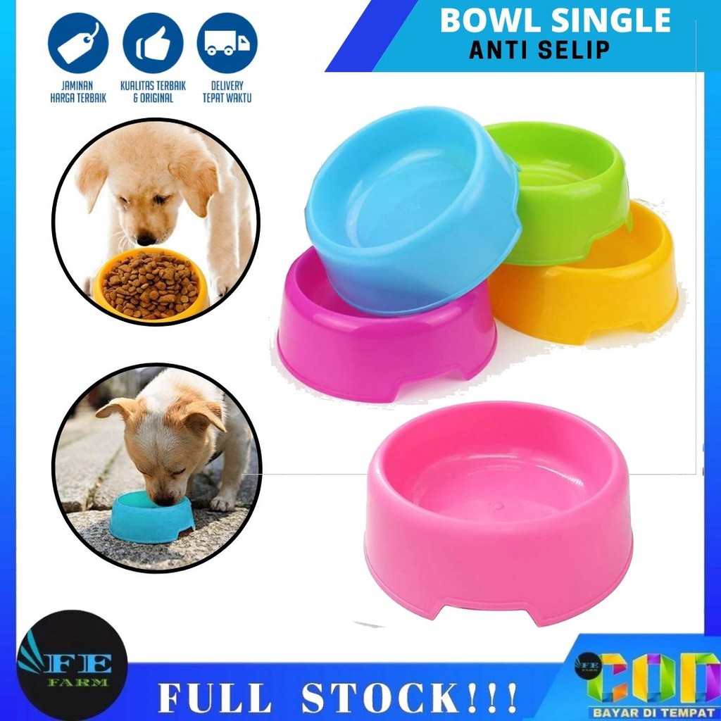 Mangkuk Tempat Makan Hewan Peliharaan/Bowl Single Anti Selip/Kucing/Anjing/Kelinci/Mangkuk