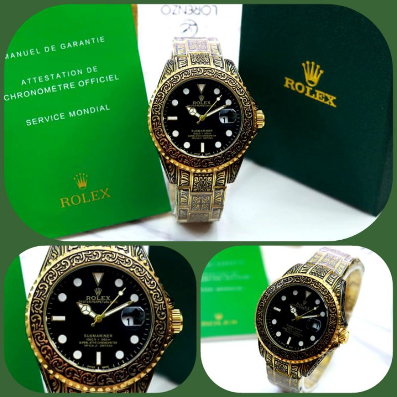 Jam Tangan Pria ROLEX Oyster Perpetual Date SUBMARINER Body Full Ukiran Seni
