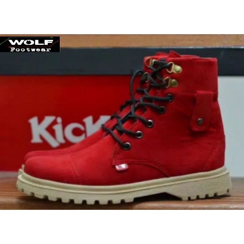 (COD) SEPATU BOOTS WANITA MUSIM DINGIN DAN HUJAN KICKERS HARAJUKU PREMIUM BOOTS QUALITY SUEDE