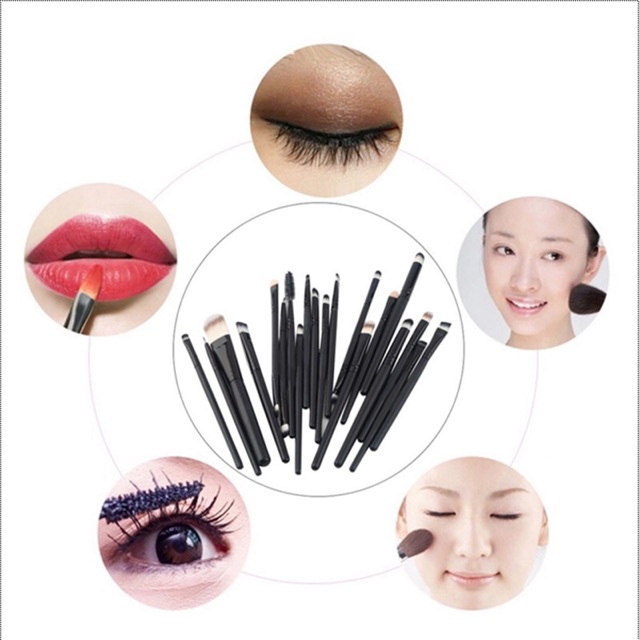 GUJHUI Brush Make Up 20 Set - Green/Black