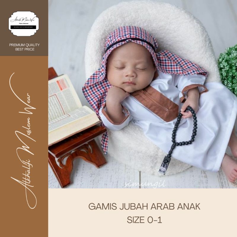 DISKON Size 0-1 Gamis Jubah Arab Anak | Gamis bayi | Koko Bayi | Baju Muslim Bayi Aqiqah AL-AQSA