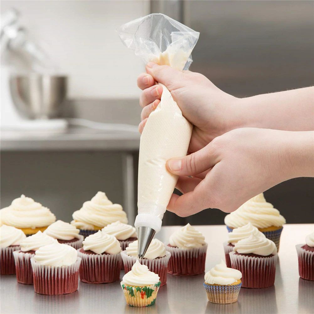 100pcs Plastik Segitiga Papping Bag Pastry Icing Piping Bags Plastic Cupcake Hias Dekorasi Kue Bolu