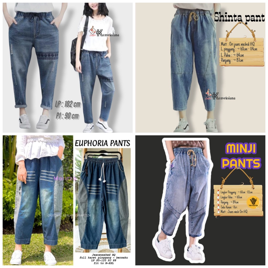 CELANA BAGGY JEANS HIGHWAIST DENIM CLANA JINS WANITA KONVEKSIANA ALLSIZE FIT XL