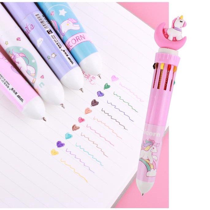 Multi-Color 10 in 1 Moon Unicorn Ballpoint Pen