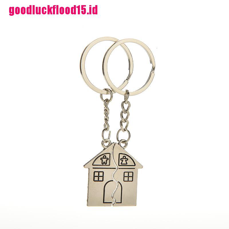 {LUCKID}2 Pcs House Shape Keychain Key Ring for Lovers Valentine’s day Love Key Fob