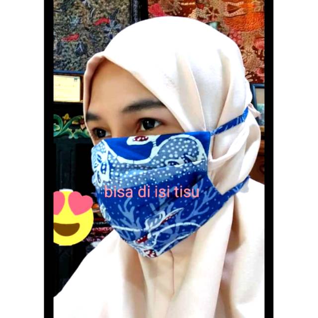 Masker Kain batik Asli batik cap dan tulis bisa isi tisu