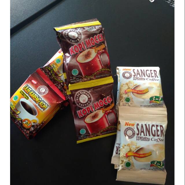

kopi ulee kareng 3 rasa. kopi gula,sanger white dan mocca .perrenteng 10 bks.berat nya 750gram