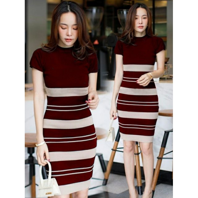 Dress Rajut Tania bahan rajut import good quality