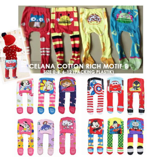 Celana Legging Bayi Anak Polos Motif Bahan Lembut Nyaman Legging Cotton Rich Tight C21