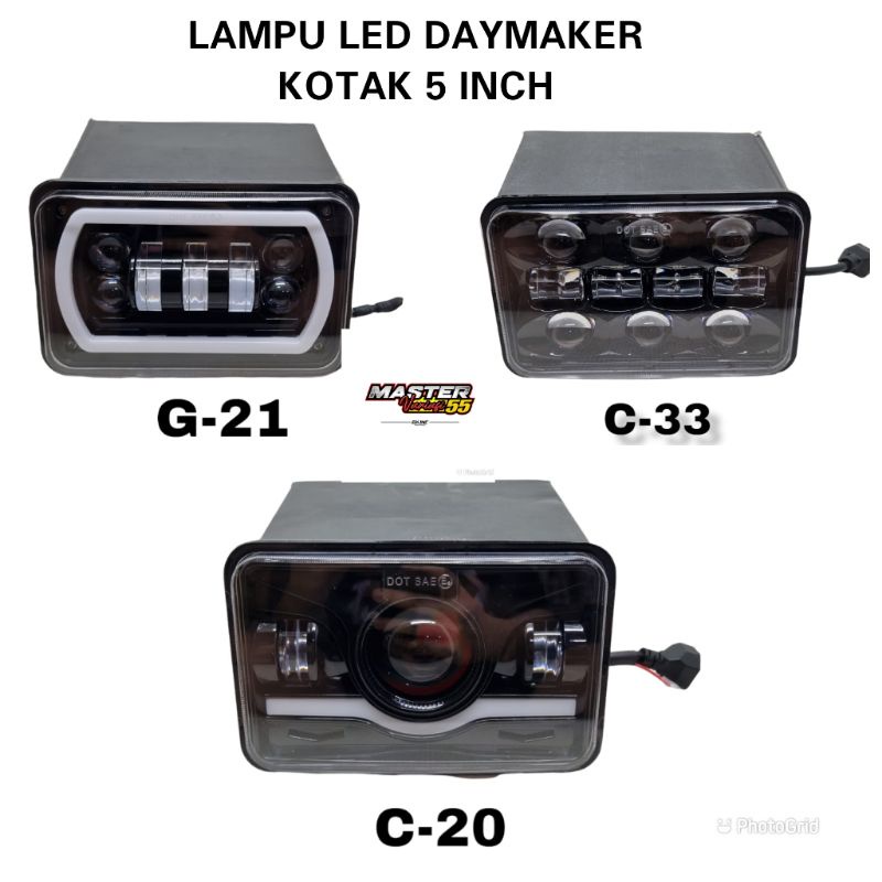 LAMPU LED DAYMAKER KOTAK 5 INCH DAYMAKER DOT SAE KOTAK PNP UNIVERSAL MOTOR DAN MOBIL LAMPU RX KING R