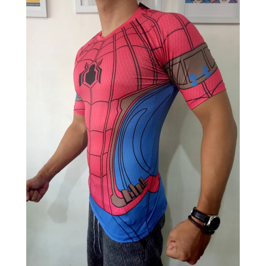 Pakaian kaos gaul  KAOS BAJU SPIDERMAN COMPRESSION GYM FITNESS SEPEDA RENANG PRIA FITNES ash shop