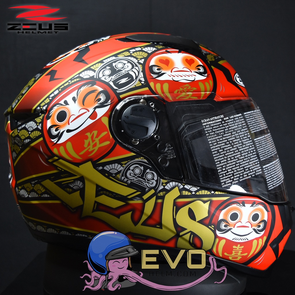 HELM ZEUS FULL FACE MBLK AL35 RED - FREE SMOKE VISOR ZEUS ORIGINAL ( ONGKIR 2KG )