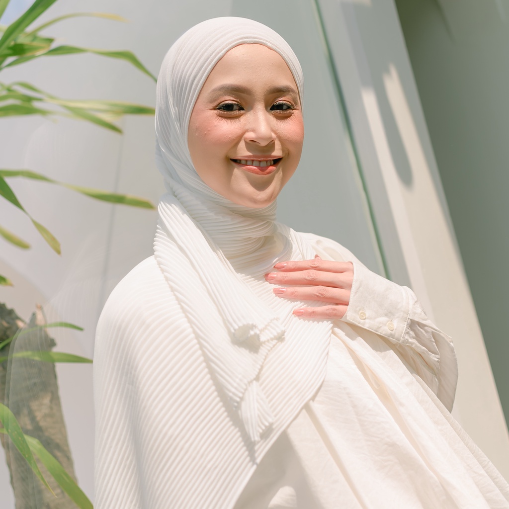 Lozy Hijab - Ayra Pleats Shawl ( Pashmina Full Plisket )-Broken White