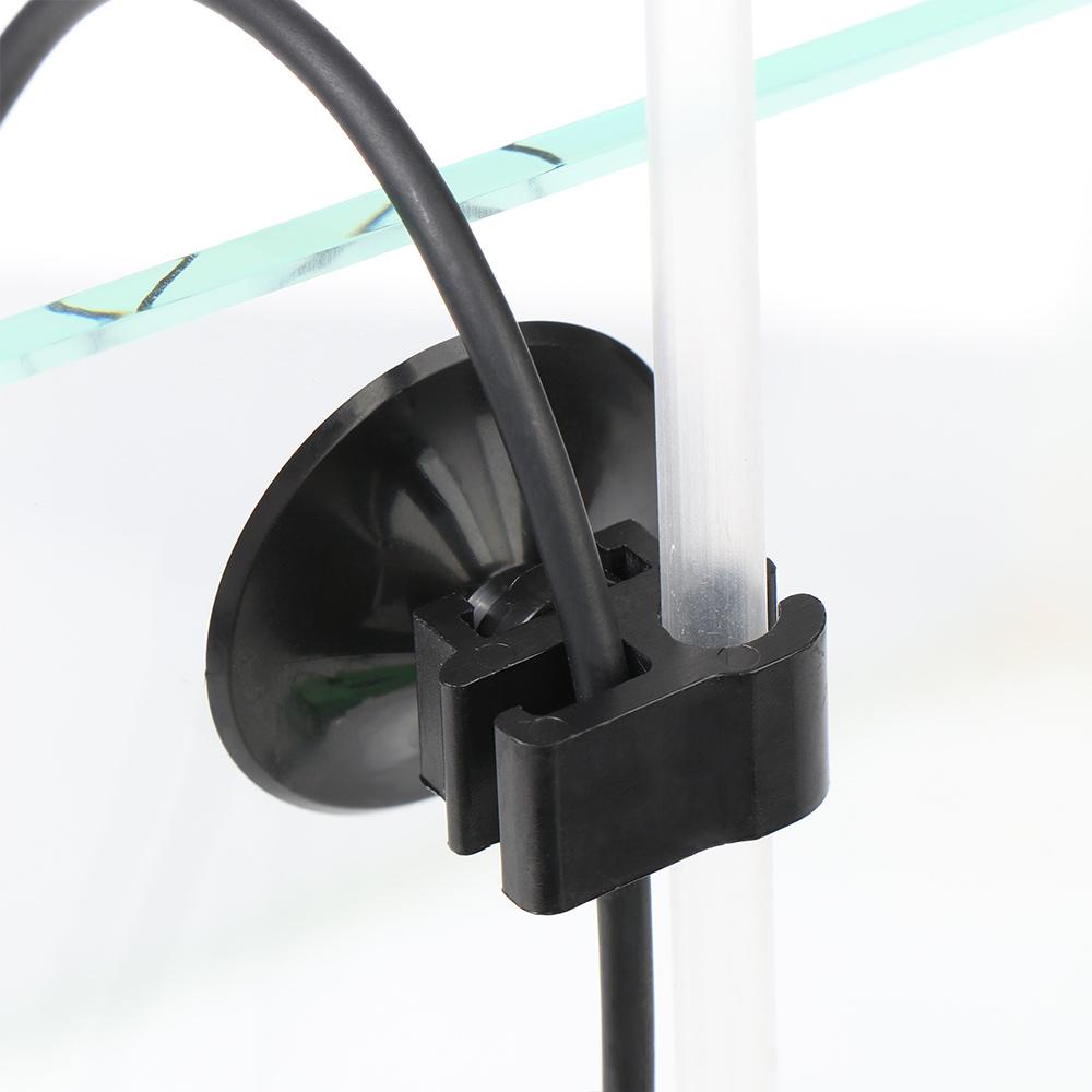 Solighter 5pcs Klip Dual-card Tangki Ikan Hitam Selang Angin Tabung Garis Holder Suction Cups