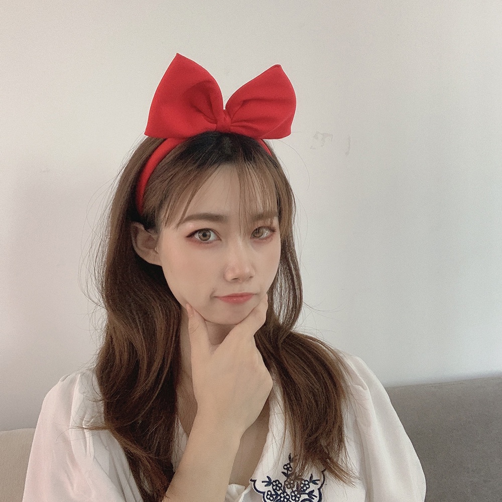 HBPI headband pita besar bow kiki's delivery service bando wanita merah hitam aksesoris rambut