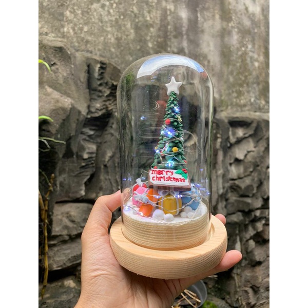dome glass souvenir natal Merry Christmas tabung kaca