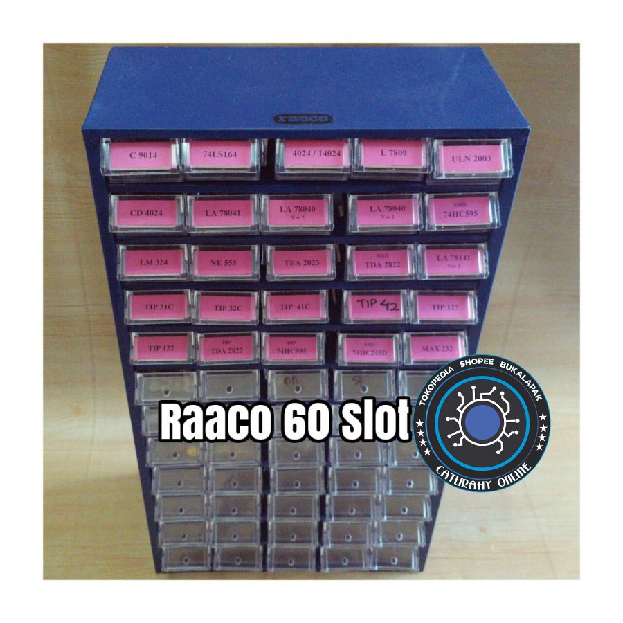 Rak Raaco 60 slot Komponen pernak pernik mur baut laci