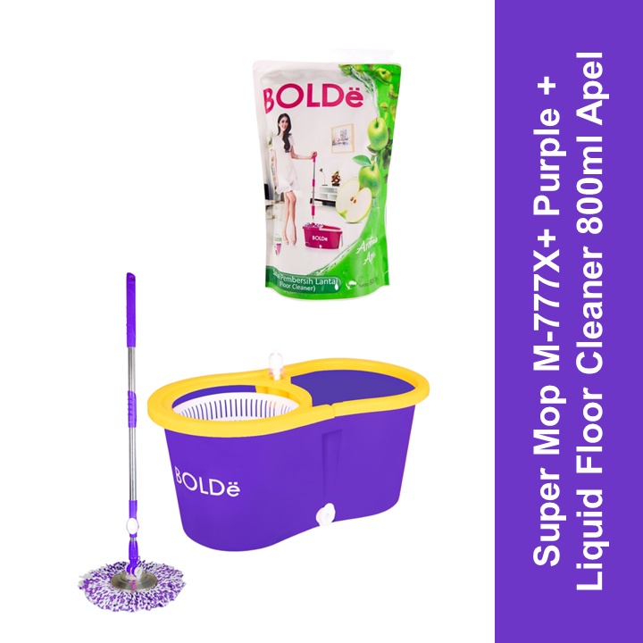 BOLDe Pel Lantai + Sabun Pembersih Lantai Apel / Super Mop + Apple Liquid Floor Cleaner Purple M-777