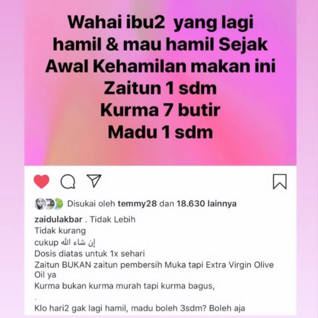

PAKET KONSUMSI RUTIN 1 MINGGU UNTUK IBU HAMIL DAN PROGRAM HAMIL RESEP DR ZAIDUL AKBAR JSR