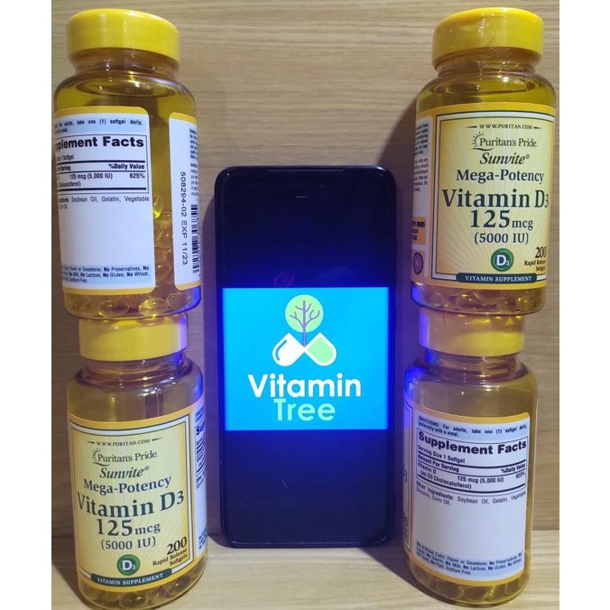 Puritan's Pride Vitamin D3 5000 IU - 200 Softgels Puritan D3 5000IU Lc