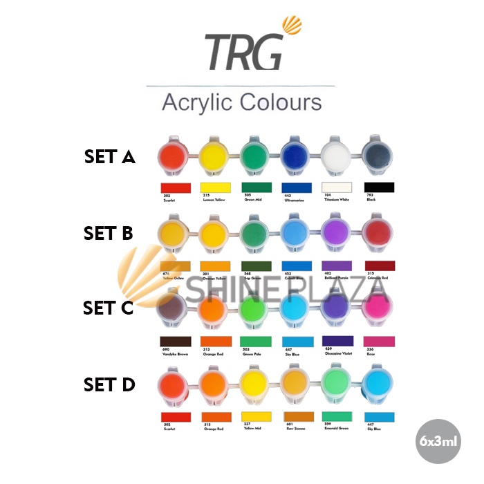 TRG Acrylic Colour Set 6 Warna - Cat Akrilik Kanvas Lukis Canvas Paint Acrylic Color 3 ml